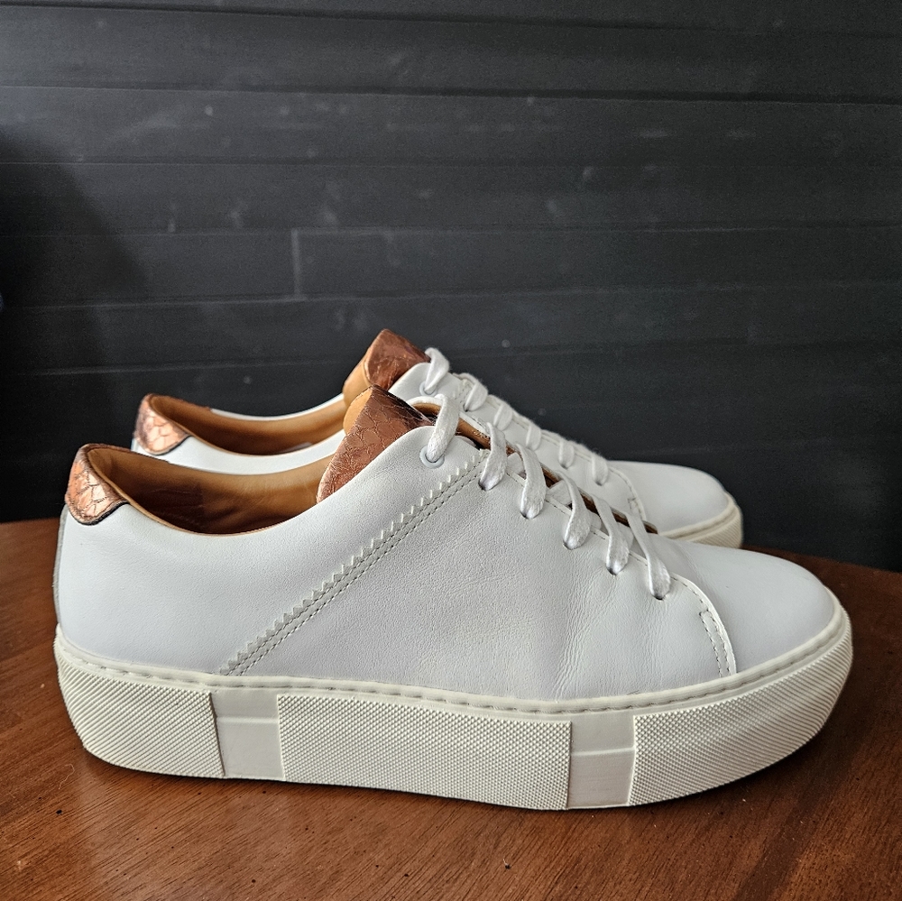 Sister x Soeur Libby white platform leather sneaker copper accents size 37